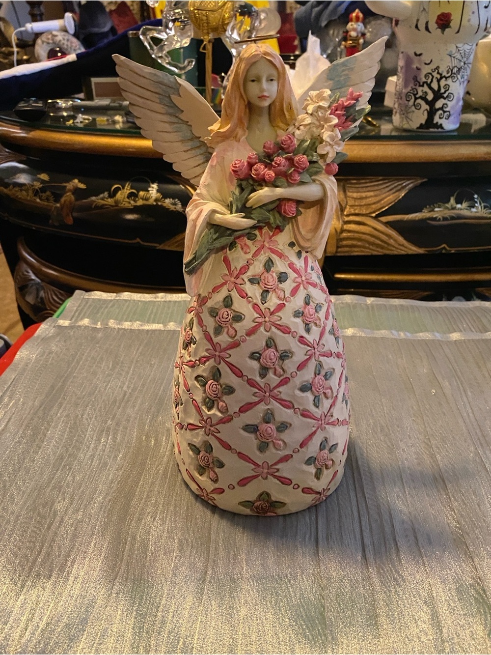 Jim Shore Breast Cancer - With Prayer All Things Are Possible Angel Figurine